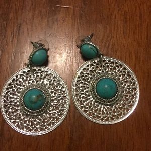 Silver colored with turquoise earrings